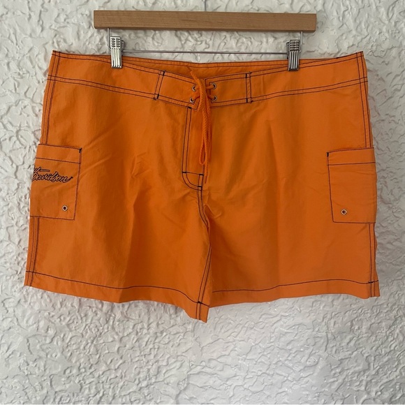 Harley Davidson NWT Men’s Tori Richard Board Shorts Orange Size XL 6” - Picture 2 of 6